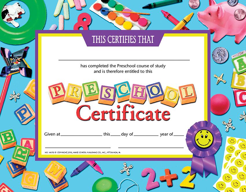 Preschool Certificate 21.5cm x 28cm 36 pk Teacherscellar